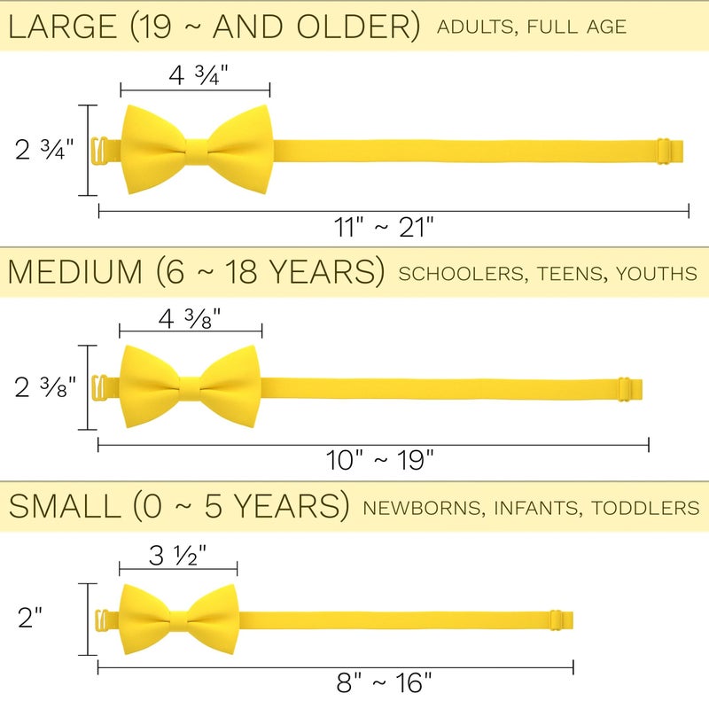 Bow Tie House Men's Classic Pre-Tied Bow Tie Formal Solid Tuxedo (Large, Yellow) - Image 4